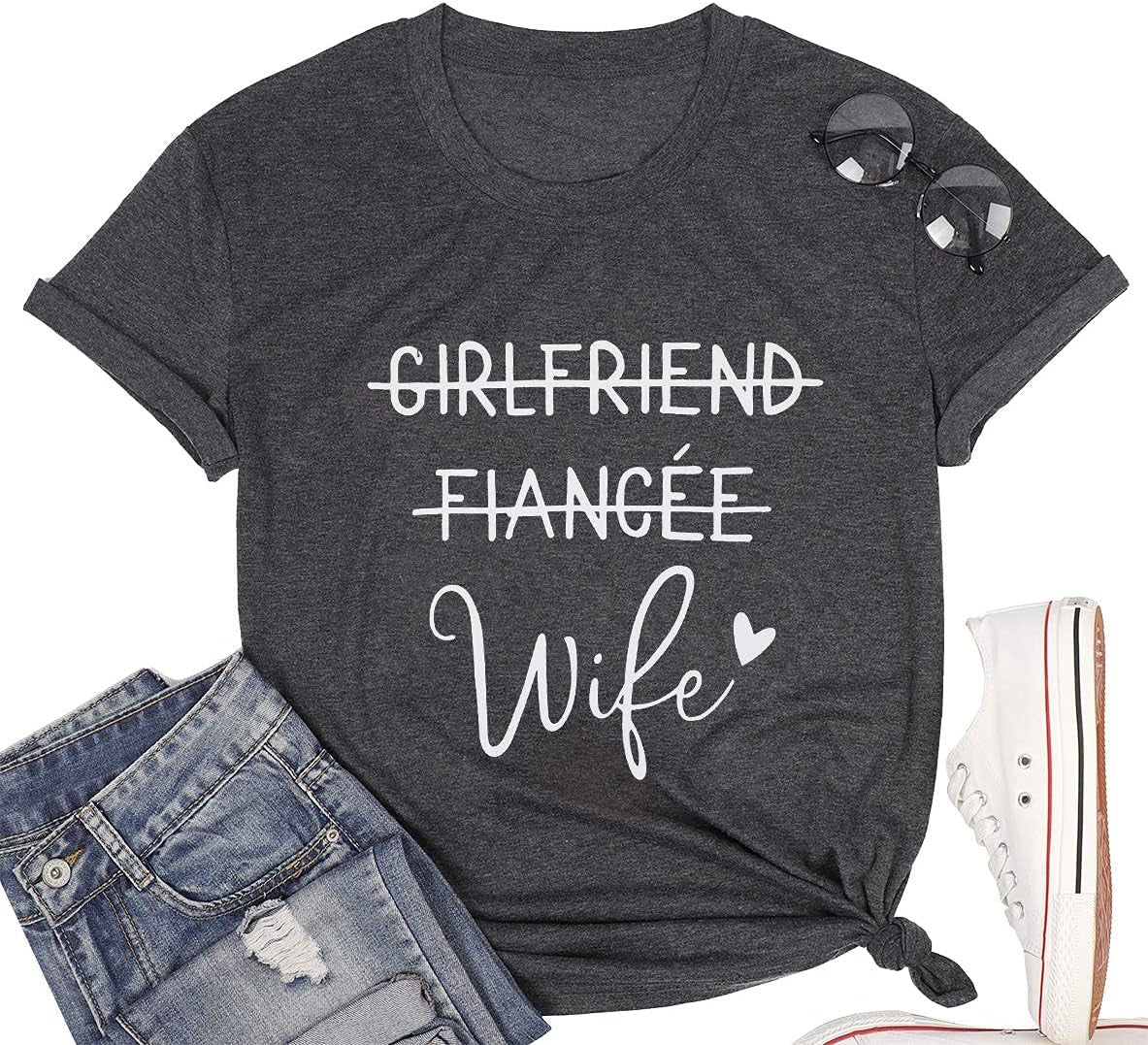Girlfriend Fiancee Wife Tee Shirt Women Bride Honeymoon Vacation Tshirt Engagement Announcement Tees Tops Shirt